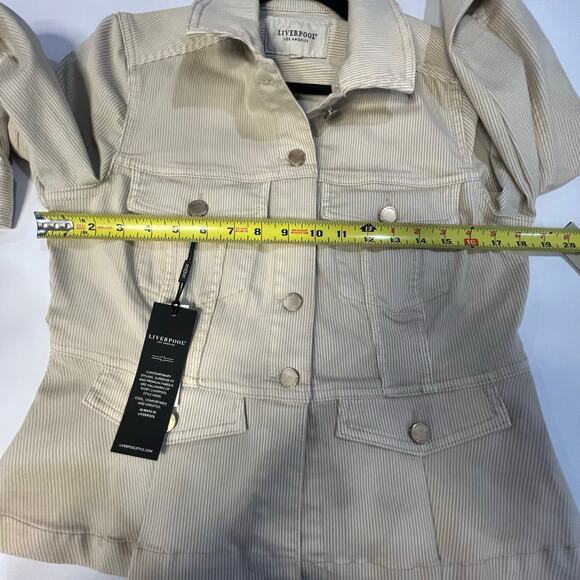 Liverpool Los Angeles Peplum Jacket NWT: Cappucino Stripe Petite Small (PS) - Picture 4 of 6